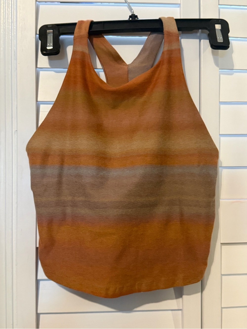 Beyond Yoga Striped Racerback Tank Top - Rust & Tan Ombre